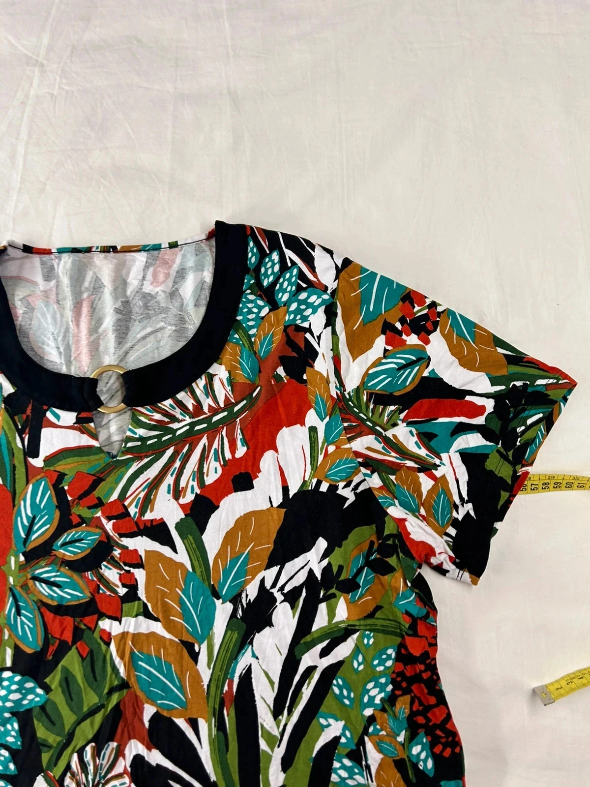 Blusa vintage multicolor de manga corta – photo 5